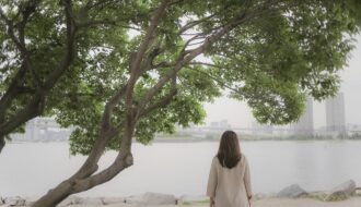 girl, lonely, nature, japan, odaiba, tree, beach